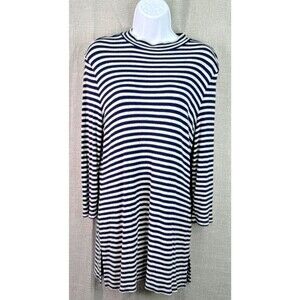 Zenergy by Chico's Women's Long Sleeve Ribbed Tunic Size 2 Large Gray Navy